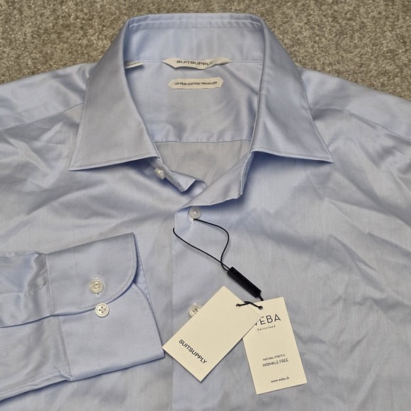 Suitsupply Other - Suitsupply Shirt Men 16 41 Light Blue Twill Tailored Fit Button Up Long Sleeve